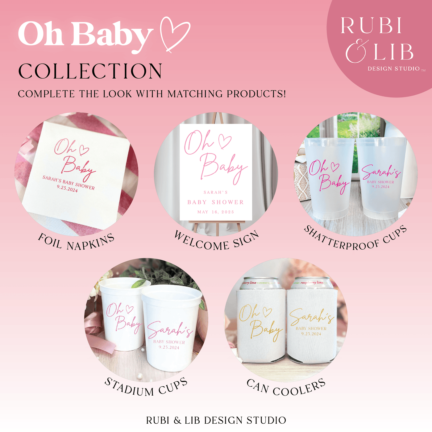 Oh Baby Personalized Baby Shower Frosted Plastic Cups