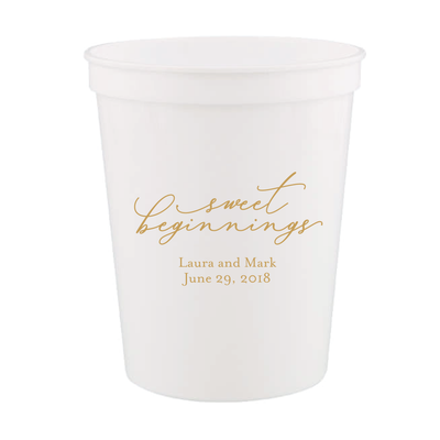 Sweet Beginnings Personalized Wedding Stadium Cups