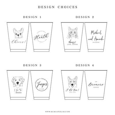 Illustrated Pet Wedding Frosted Plastic Cups
