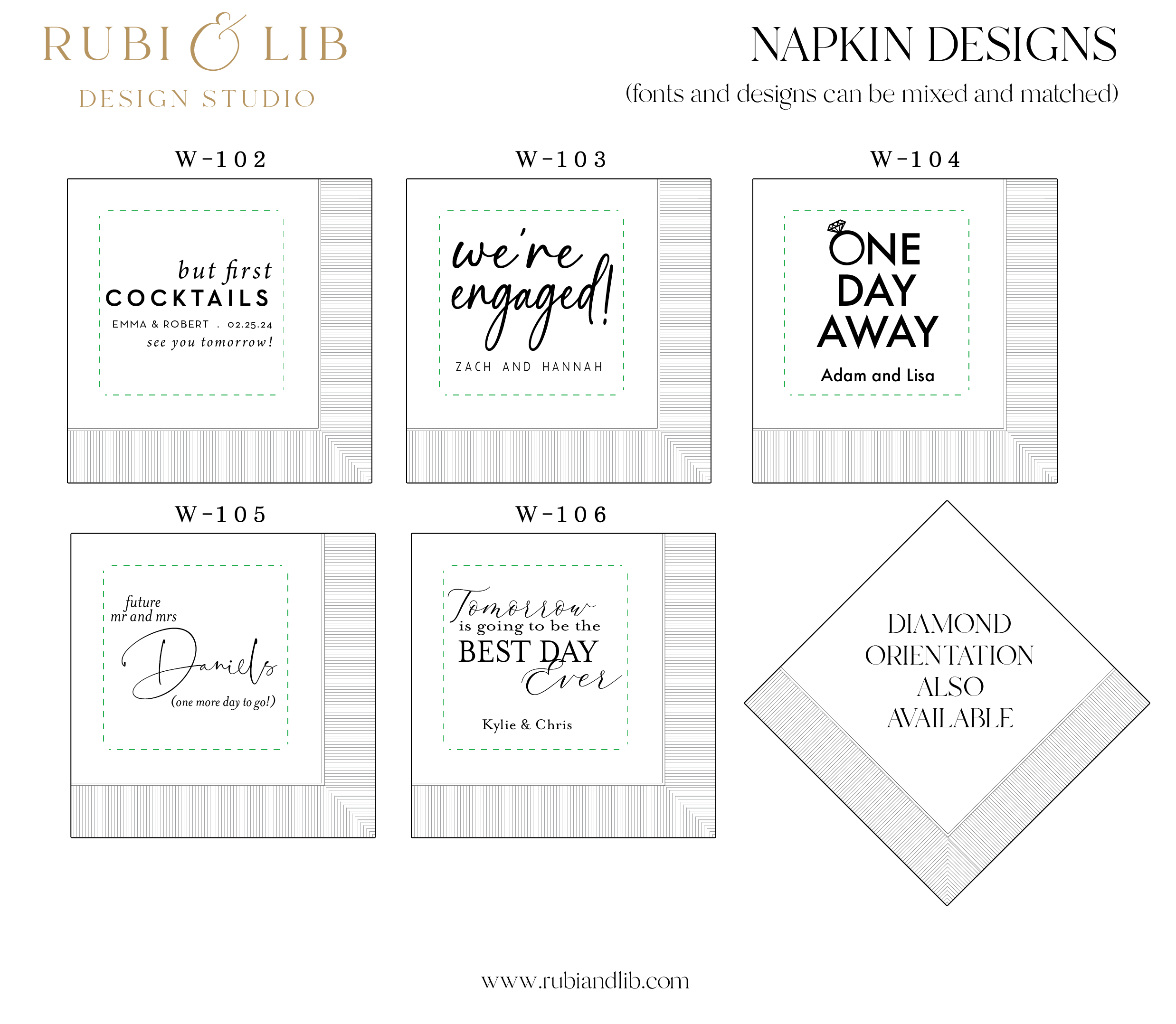 Engagement & Rehearsal Napkins - Napkins - Foil Stamped