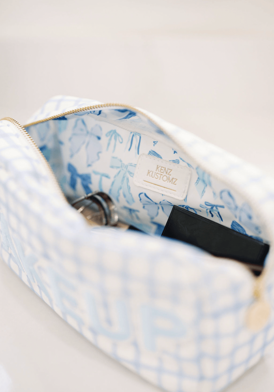 Makeup - Blue Trellis Nylon Large Bag