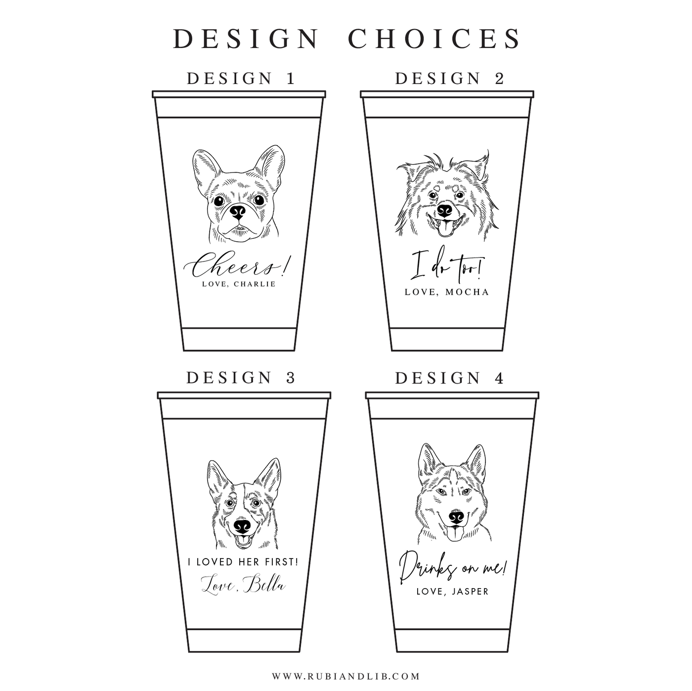 I Do Too Wedding Paper Cups with Custom Pet Design