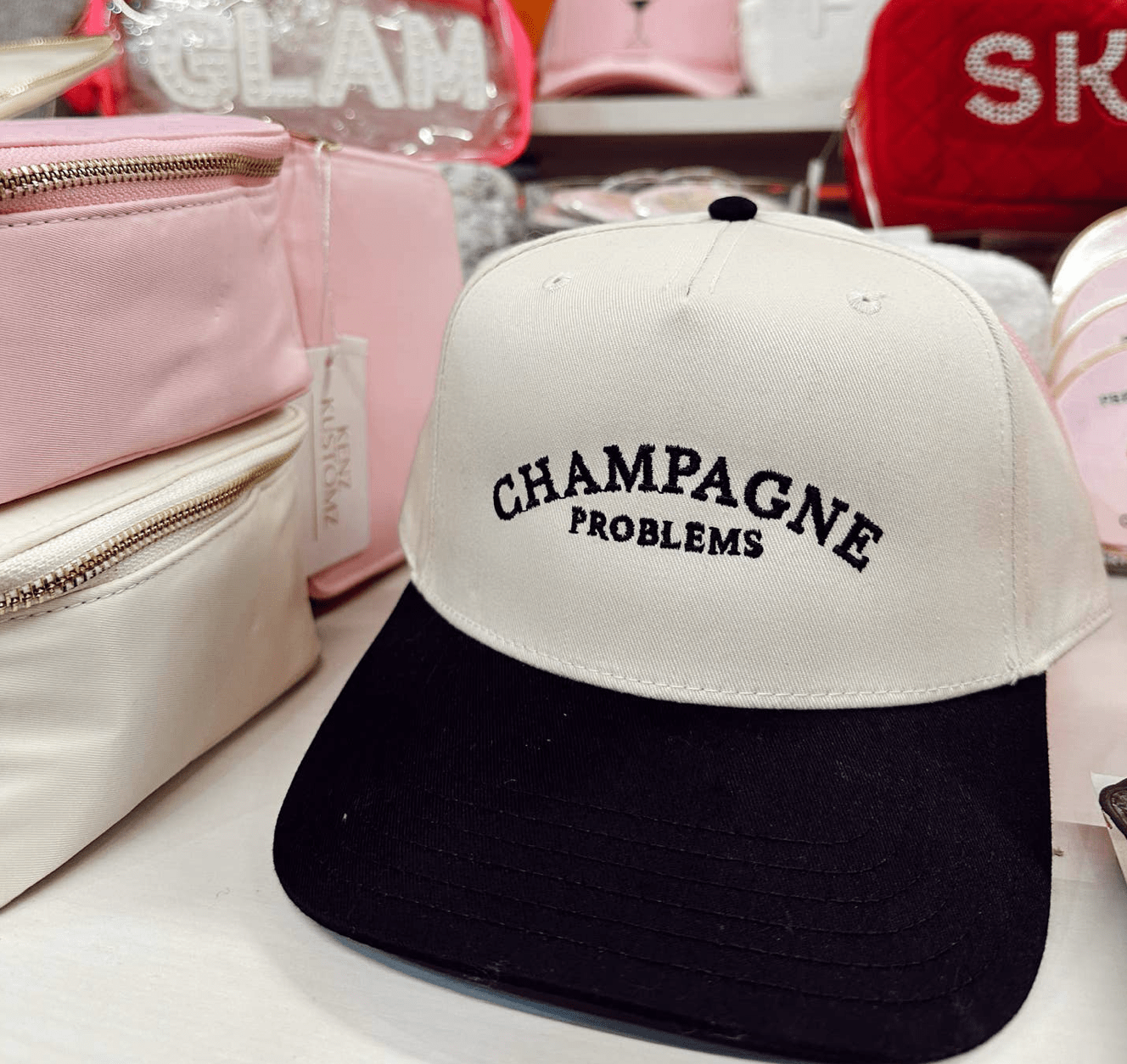 Champagne Problems - Black Vintage Trucker Hat