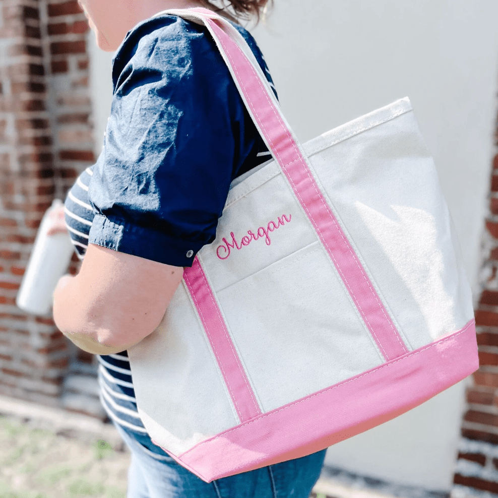Monogrammed boat tote sale