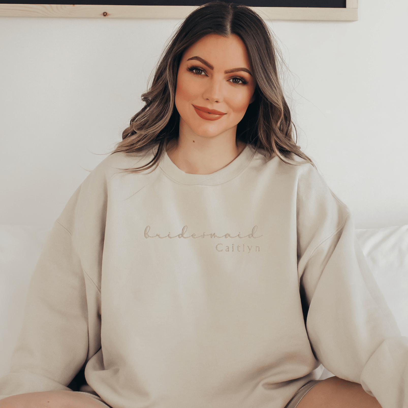 Personalized Bridesmaid Sweatshirt - Sweatshirt - Embroidery