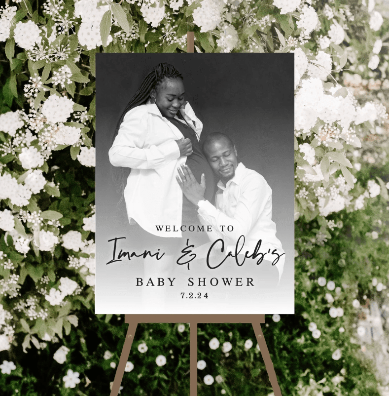 Custom Couple's Photo Baby Shower Acrylic Sign - Welcome Sign