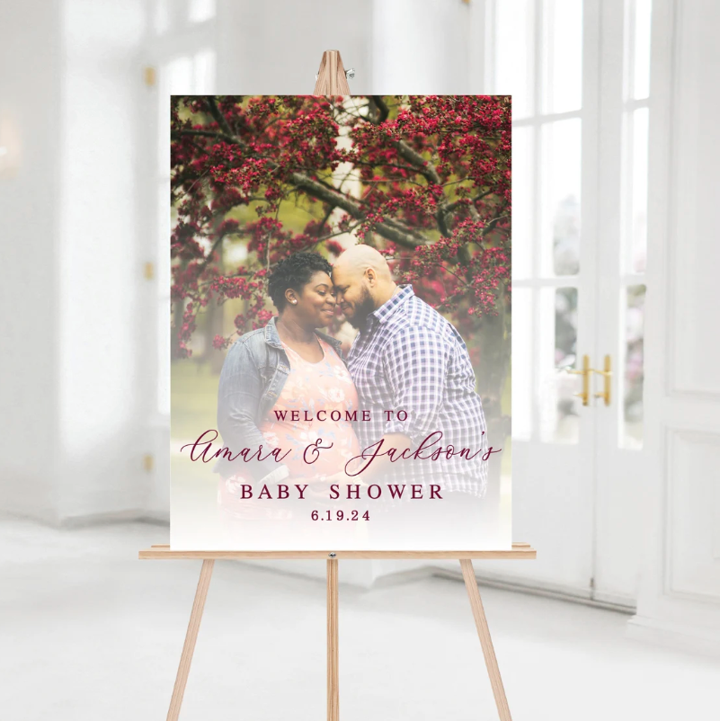 Custom Couple's Photo Baby Shower Acrylic Sign