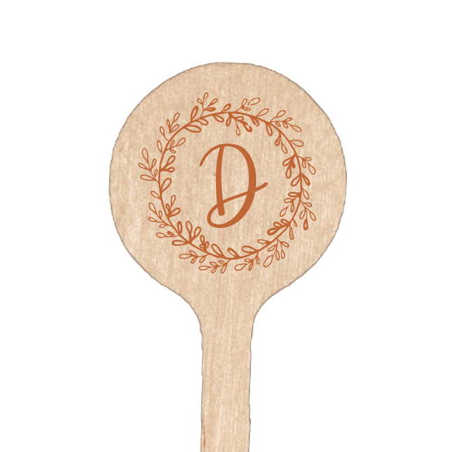 Wreath Monogram Drink Stir Stick - Drink Stir Stick