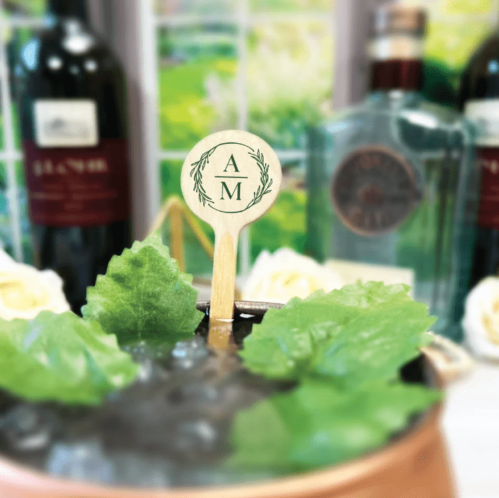 Wreath Monogram Drink Stir Stick - Drink Stir Stick