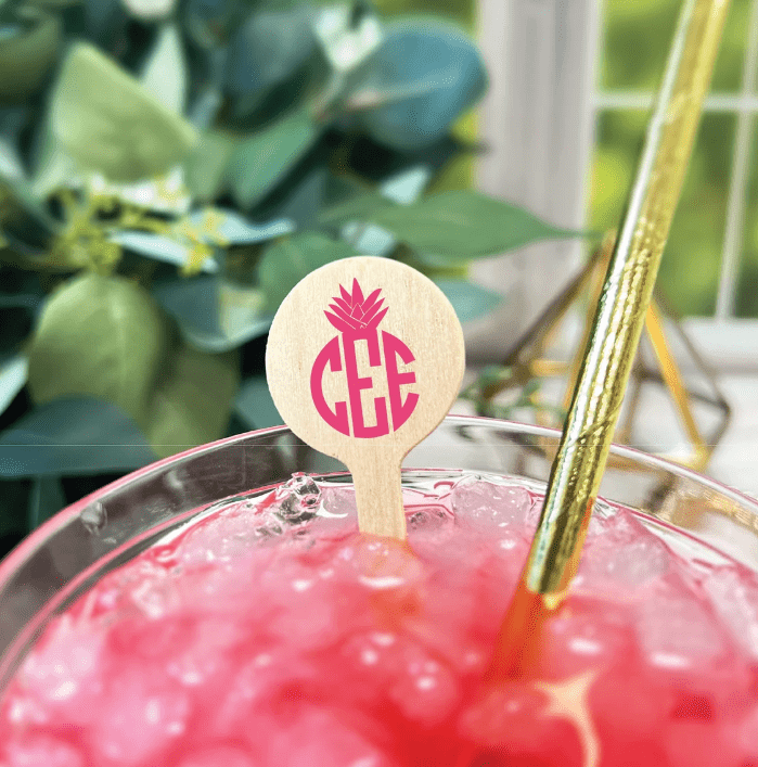 Pineapple Monogram Drink Stir Stick - Drink Stir Stick