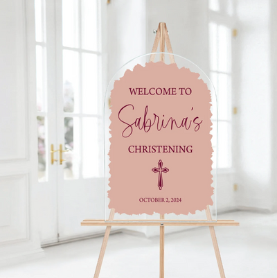 Arched Christening/Baptism Welcome Sign