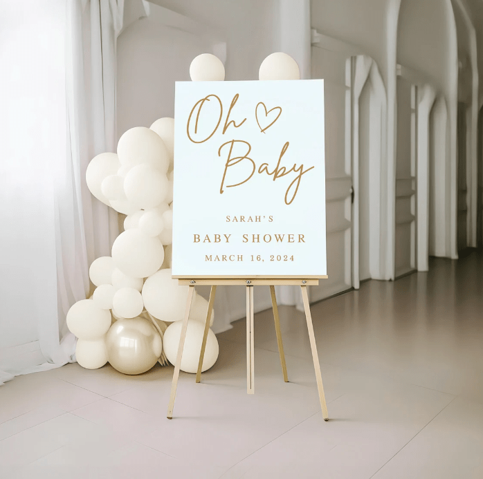 Modern Oh Baby Personalized Baby Shower Acrylic Sign - Welcome Sign