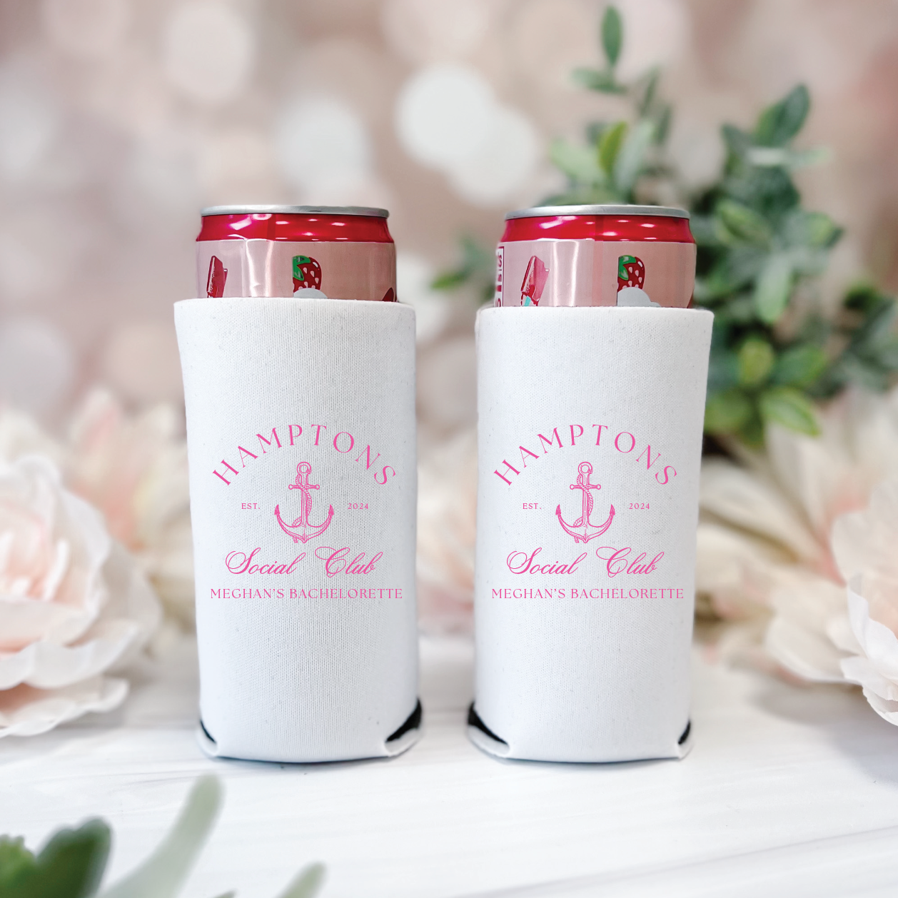 Custom Nautical Social Club Bachelorette Can Coolers