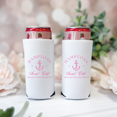 Custom Nautical Social Club Bachelorette Can Coolers