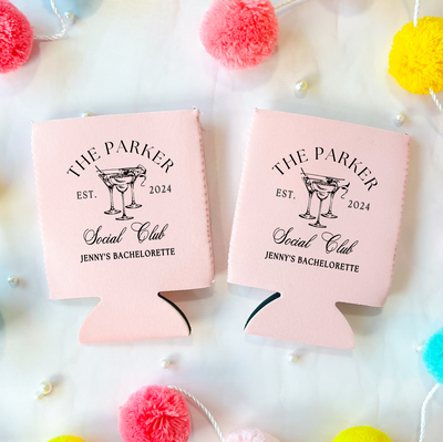 Custom Last Name Social Club Bachelorette Can Coolers