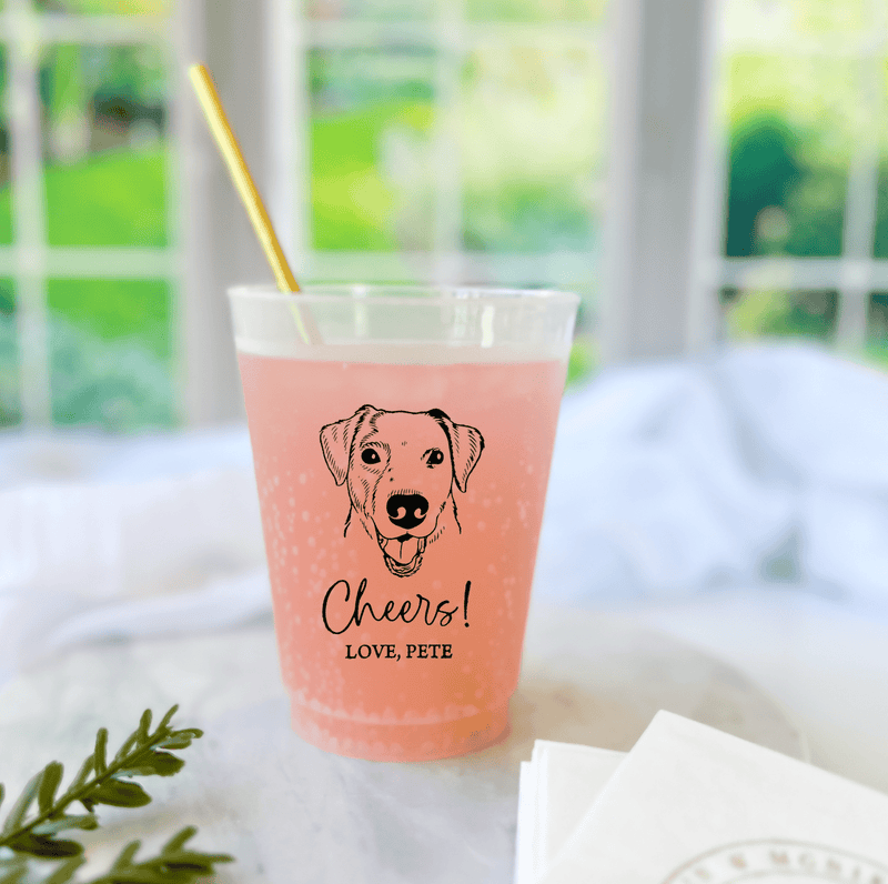 Illustrated Pet Wedding Frosted Plastic Cups - Cup - Frosted - Dog