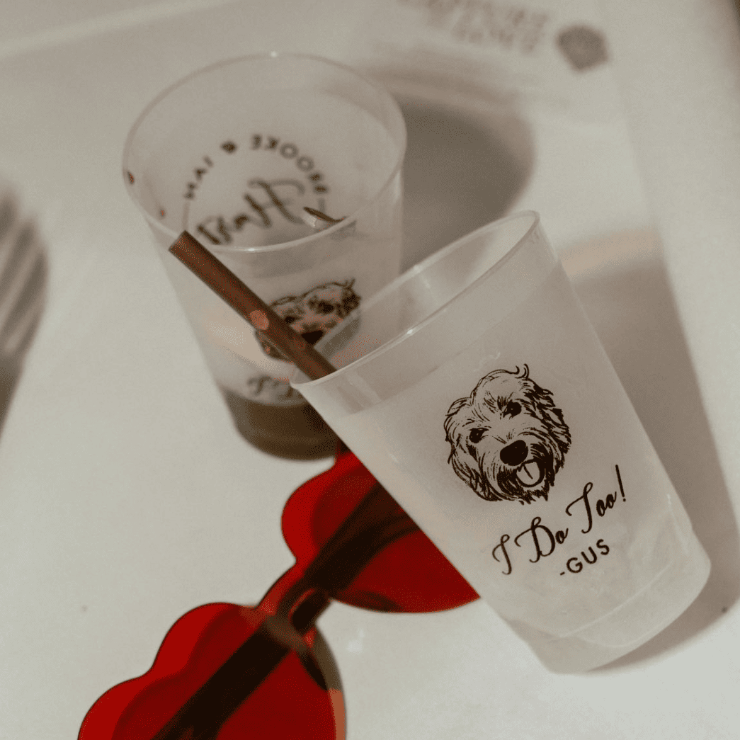 Illustrated Pet Wedding Frosted Plastic Cups