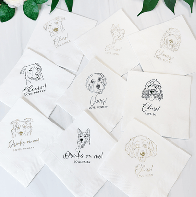 Custom Illustrated Pet Wedding Napkins