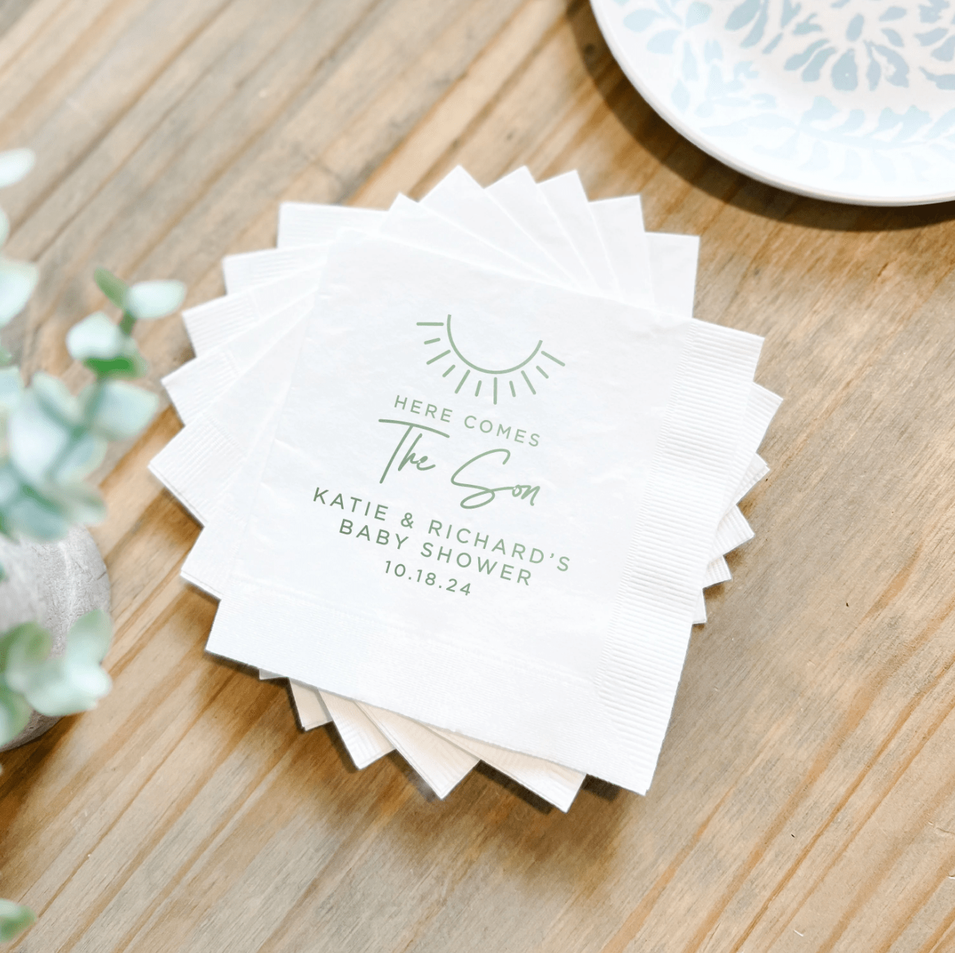 Here Comes The Son Baby Shower Napkins - Napkins - Foil Stamped