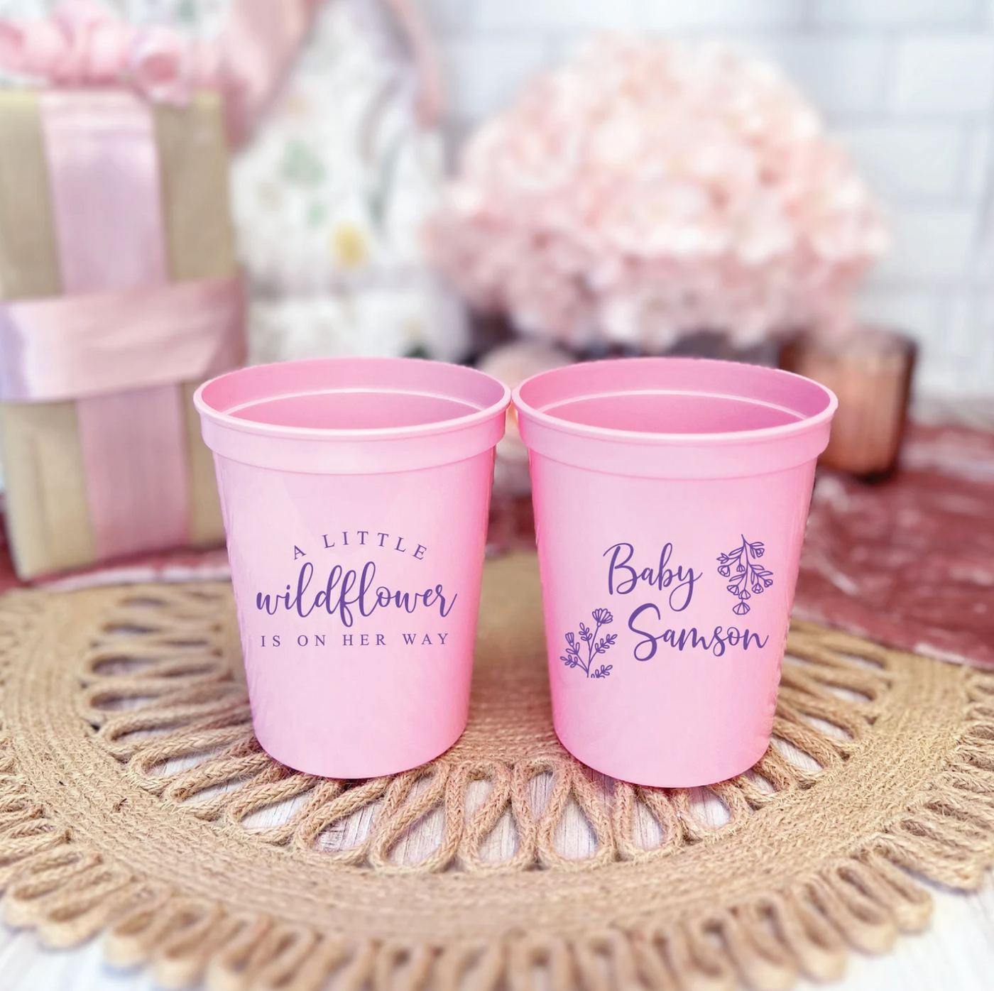 A Little Wildflower Baby Shower Stadium Cups