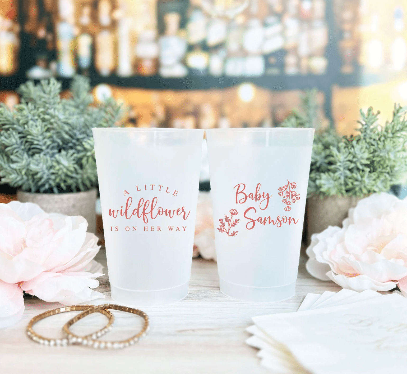 A Little Wildflower Baby Shower Frosted Plastic Cups - Cup - Frosted