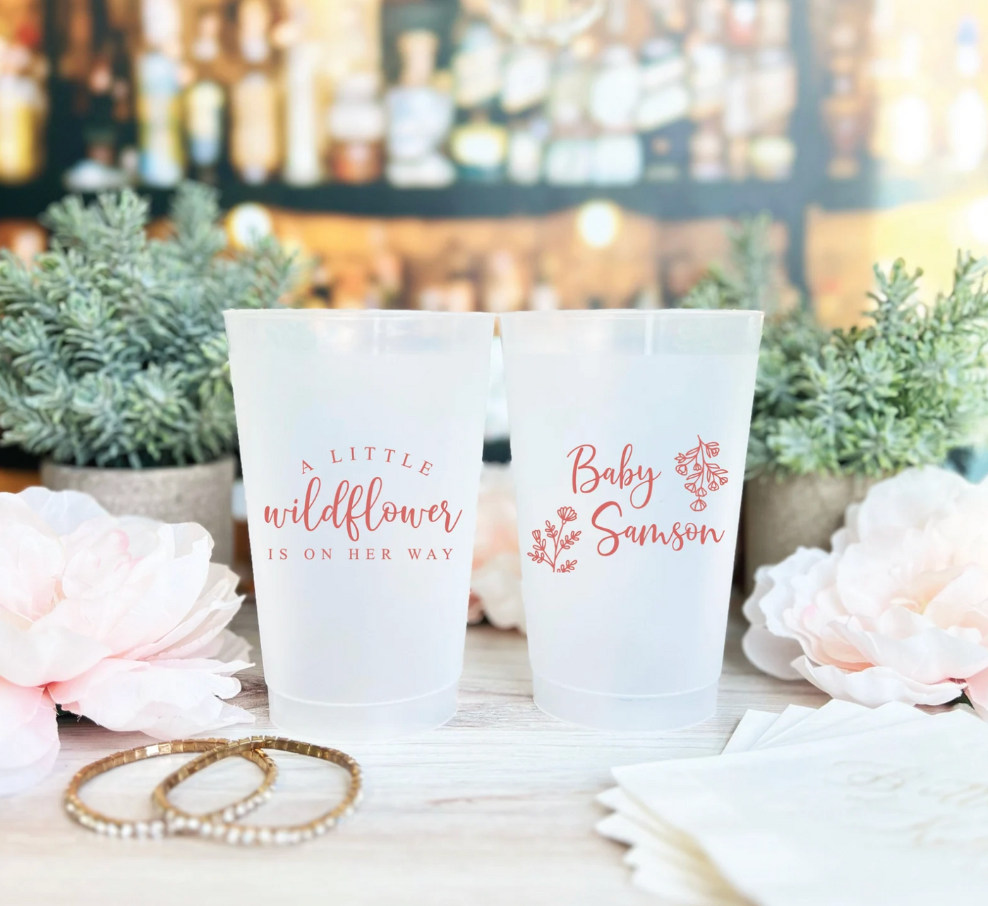 A Little Wildflower Baby Shower Frosted Plastic Cups