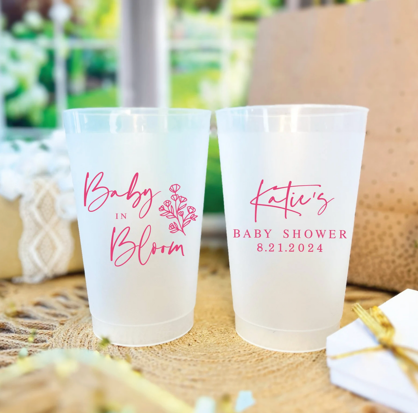 Baby in Bloom Baby Shower Frosted Plastic Cups