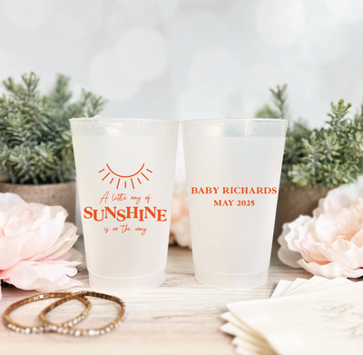 Little Ray of Sunshine Baby Shower Frosted Plastic Cups