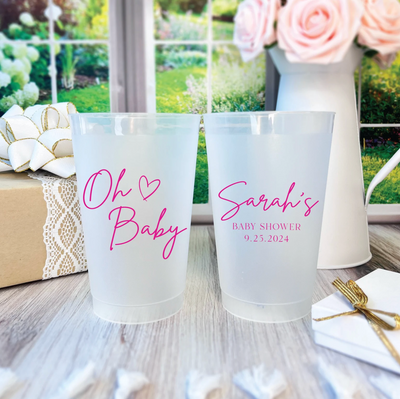 Oh Baby Personalized Baby Shower Frosted Plastic Cups