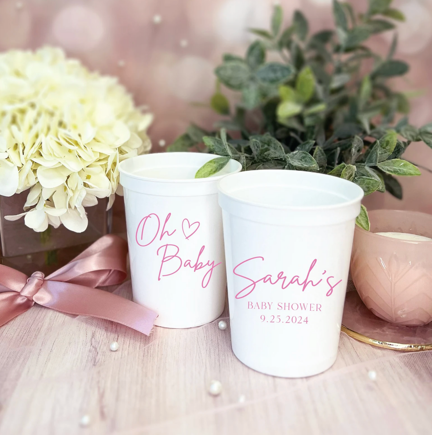 Oh Baby Personalized Baby Shower Stadium Cups