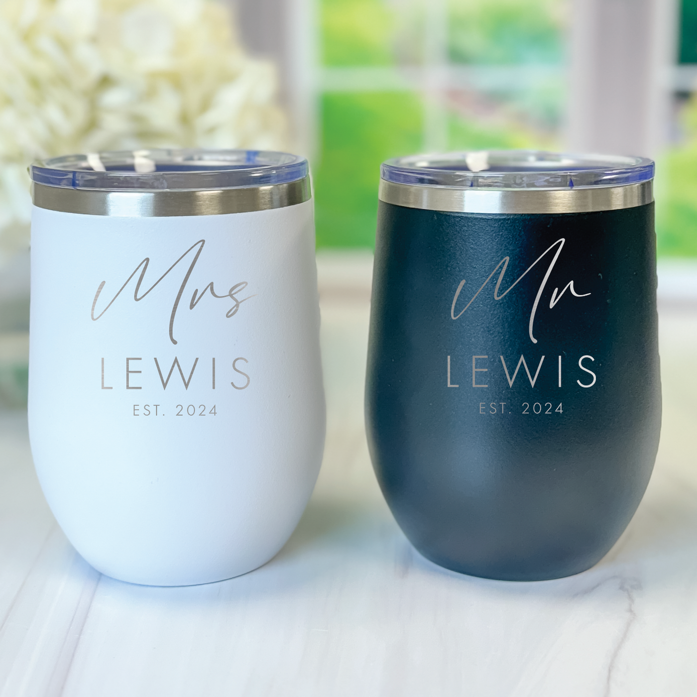 Personalized Mr and Mrs Wine Tumbler Gift Set