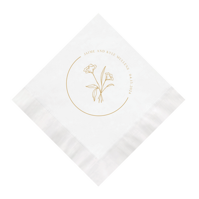 Cocktail Napkins for Wedding with Floral Design