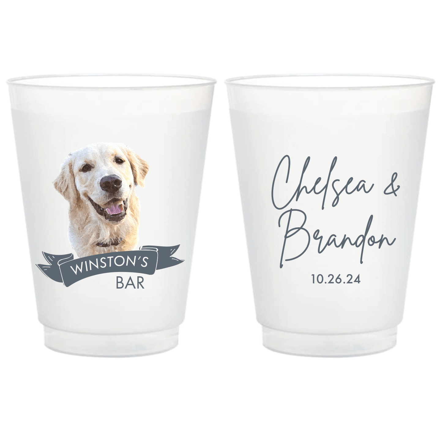 Full Color Personalized Dog Wedding Reception Cups - Cup - Frosted Full Color - Dog