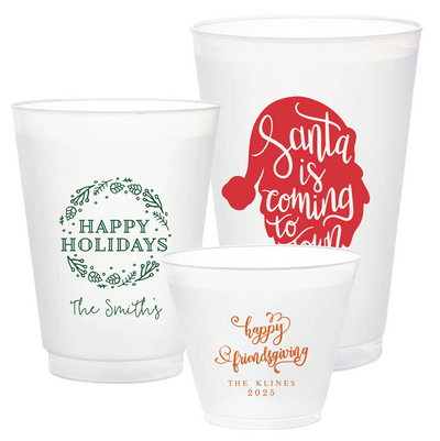 Holiday Frosted Plastic Cups