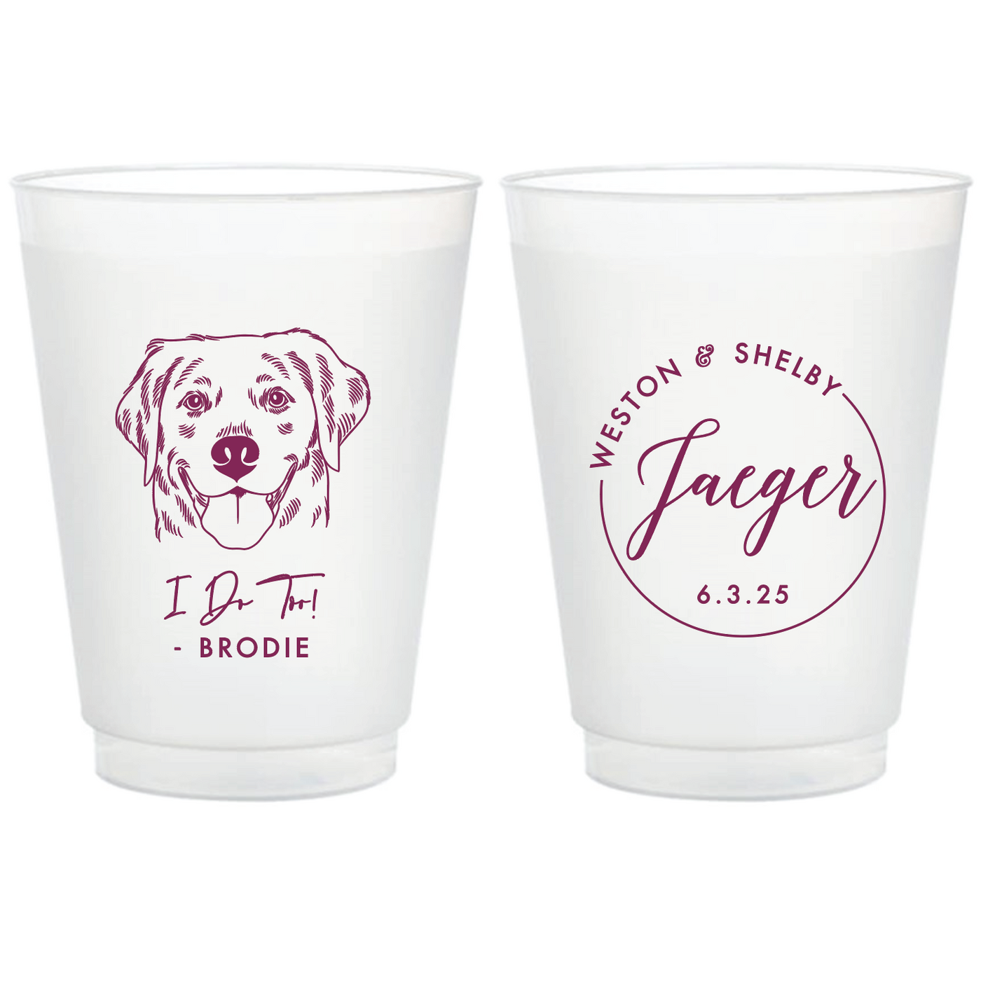 I Do Too - Illustrated Pet Wedding Frosted Plastic Cups