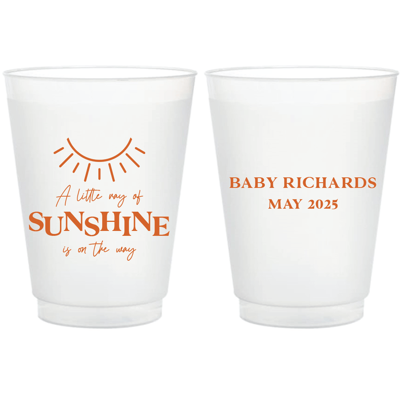 Little Ray of Sunshine Baby Shower Frosted Plastic Cups - Cup - Frosted