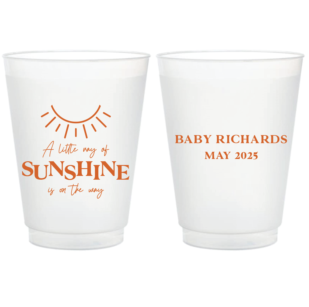 Little Ray of Sunshine Baby Shower Frosted Plastic Cups