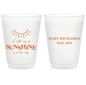 Little Ray of Sunshine Baby Shower Frosted Plastic Cups
