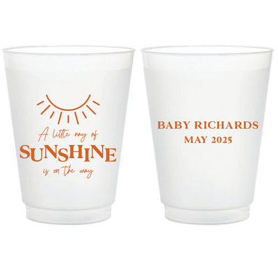 Little Ray of Sunshine Baby Shower Frosted Plastic Cups