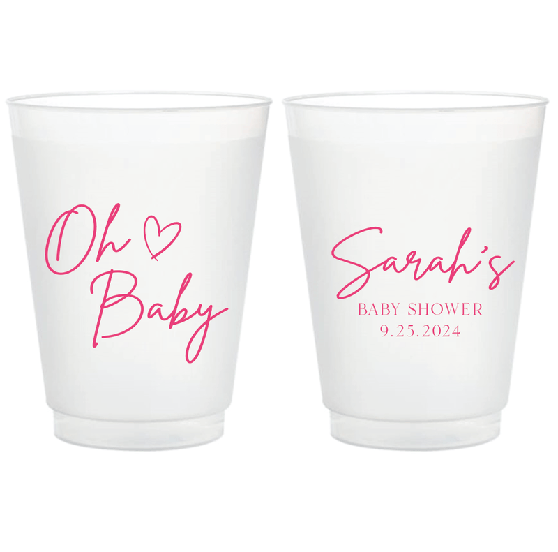 Oh Baby Personalized Baby Shower Frosted Plastic Cups - Cup - Frosted