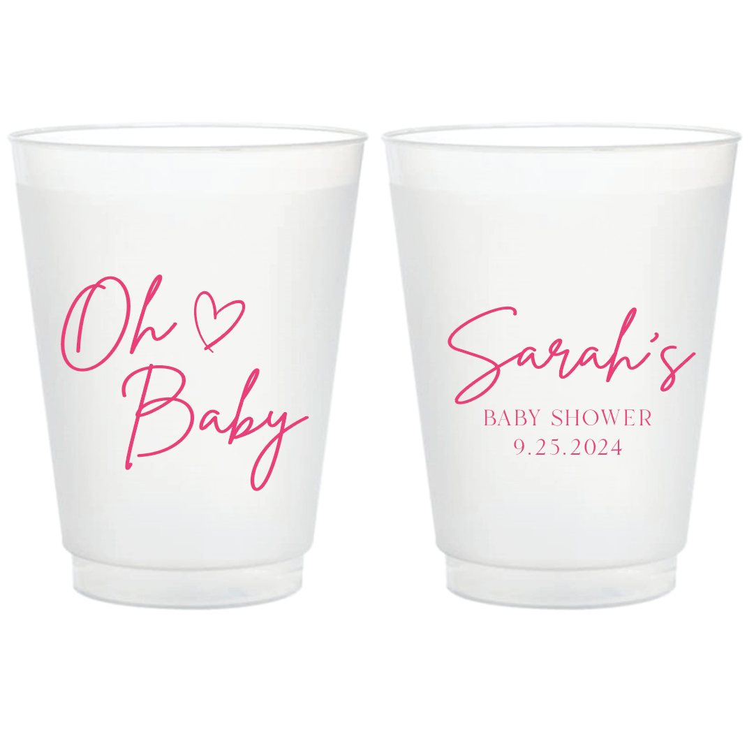 Oh Baby Personalized Baby Shower Frosted Plastic Cups