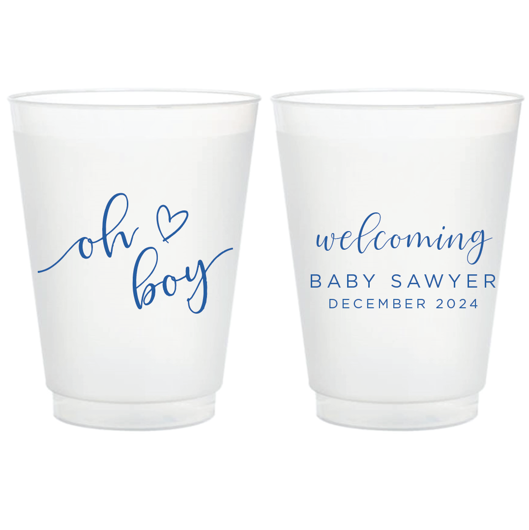 Oh Boy Baby Shower Frosted Plastic Cups