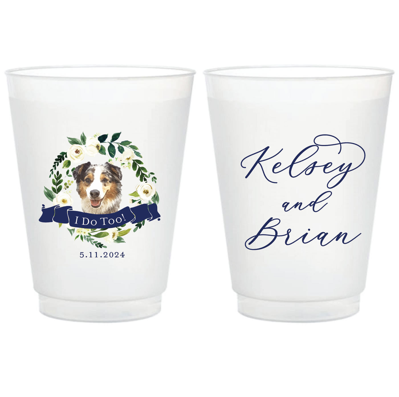 Personalized Dog Wedding Frosted Plastic Cups