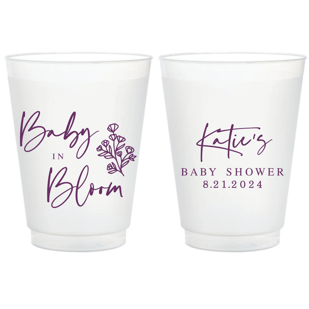 Baby in Bloom Baby Shower Frosted Plastic Cups