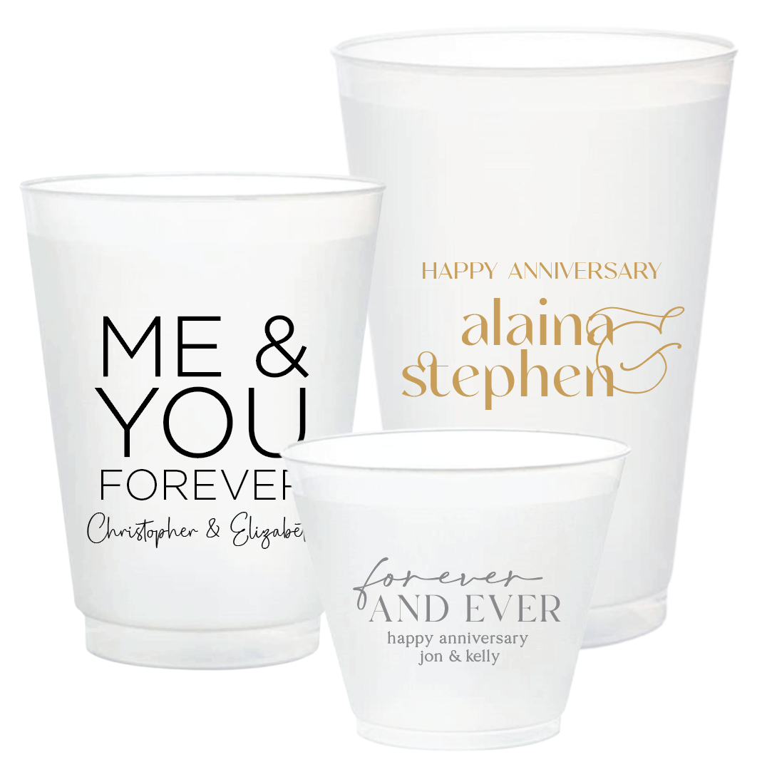 Anniversary Frosted Plastic Cups