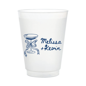Champagne Doodle Wedding Frosted Plastic Cups
