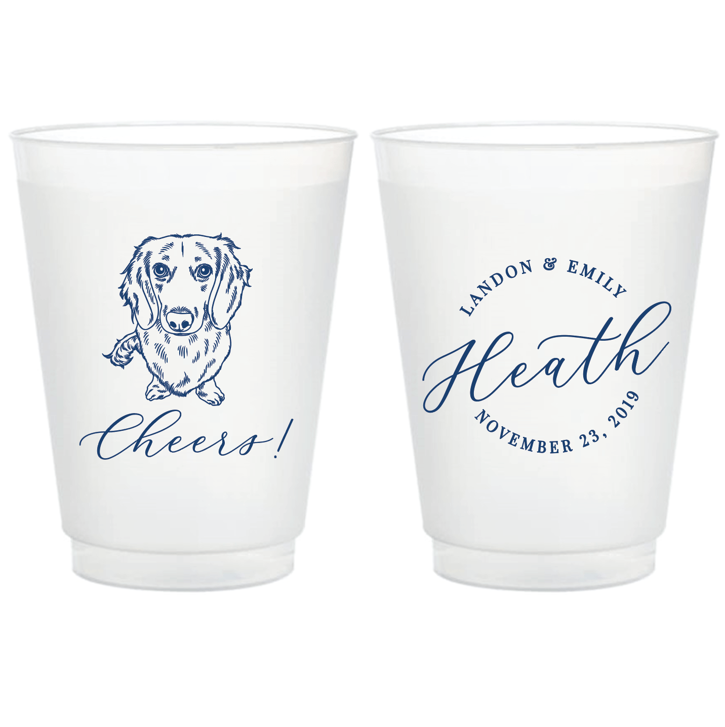 Custom Illustrated Pet Wedding Cups - Cup - Frosted - Dog