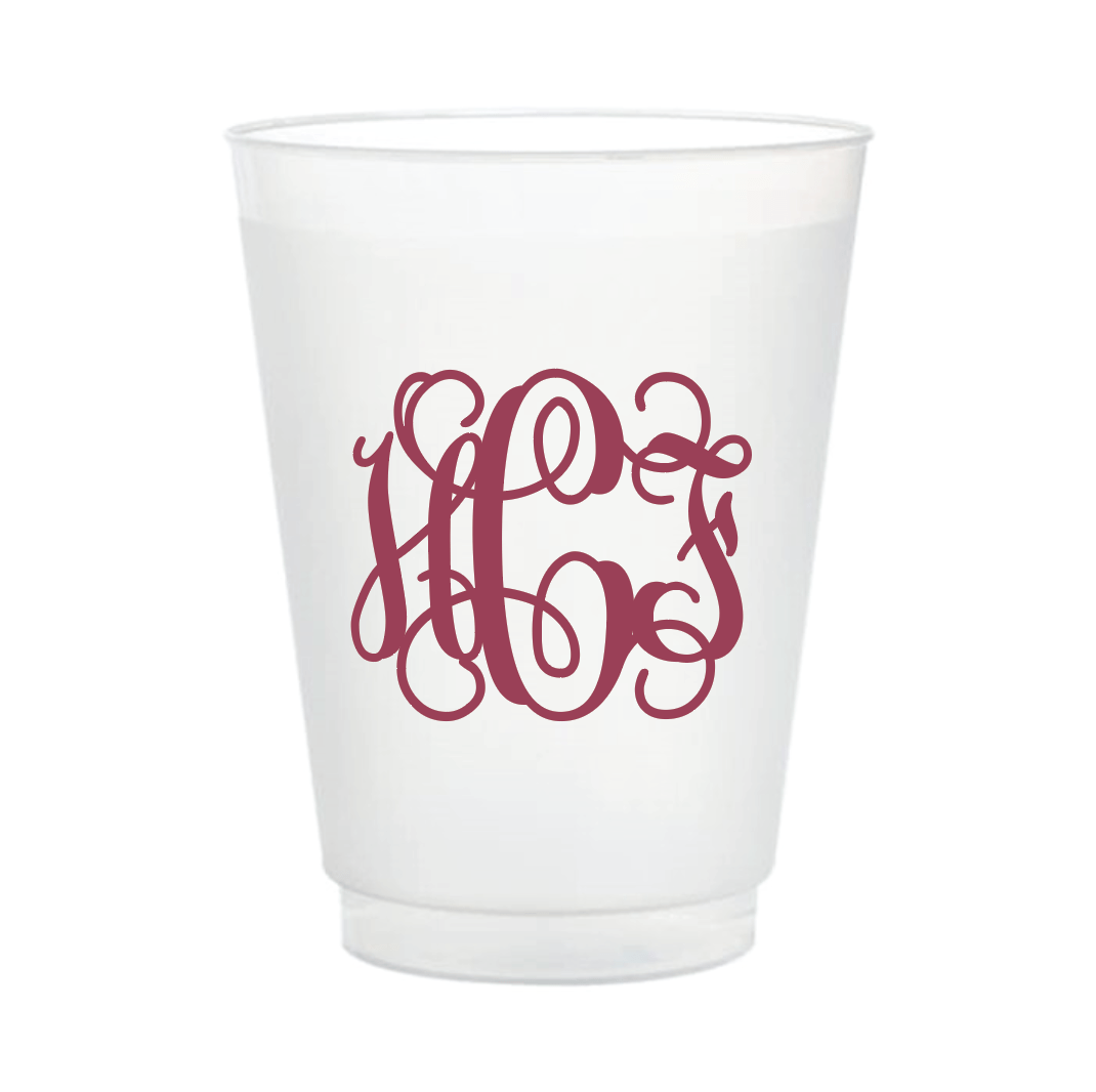 Custom Monogram Wedding Frosted Plastic Cups - Cup - Frosted