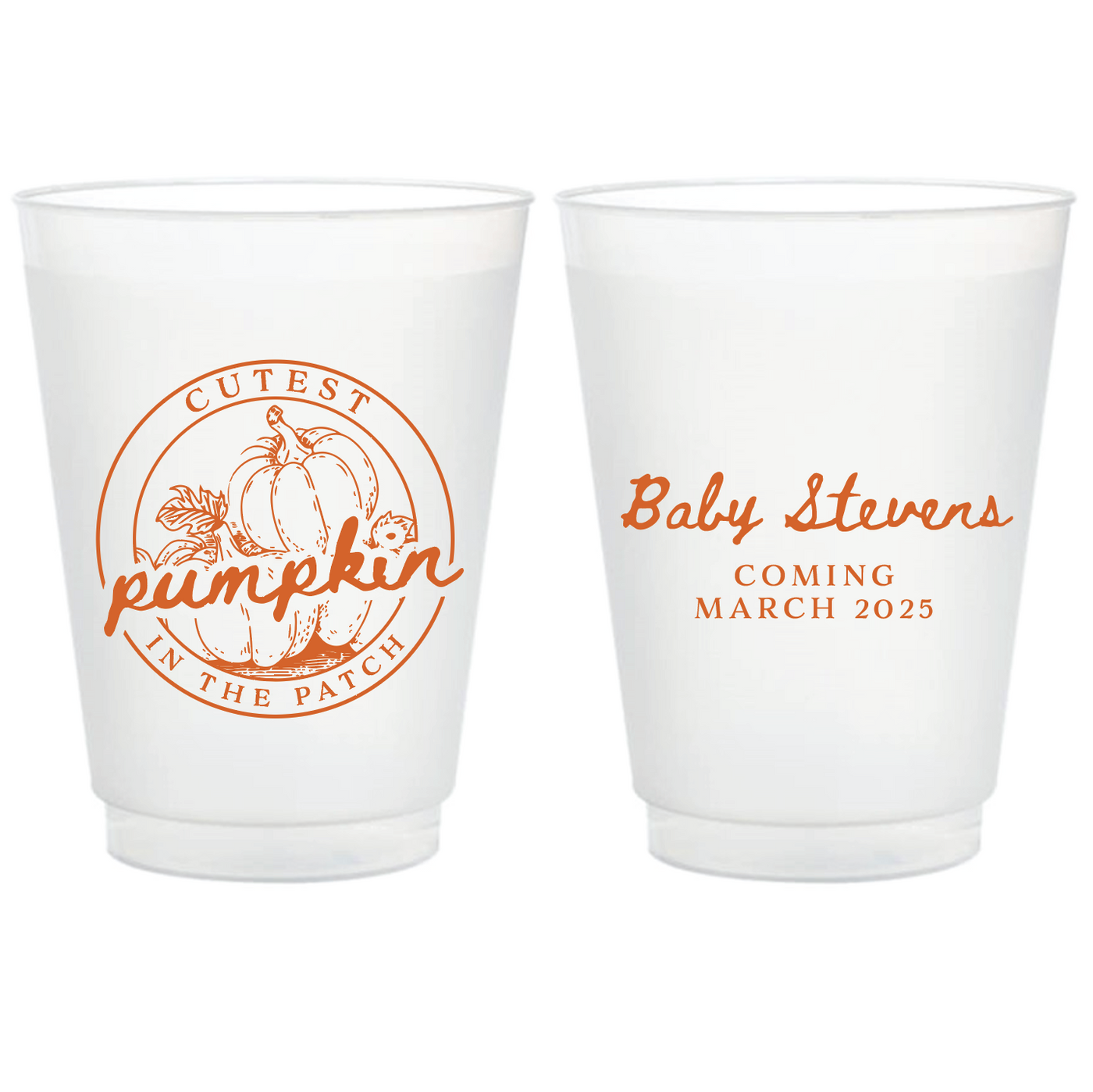 Cutest Pumpkin in the Patch Baby Shower Frosted Plastic Cups