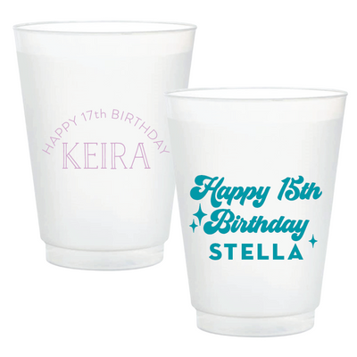 Teen Birthday Frosted Plastic Cups